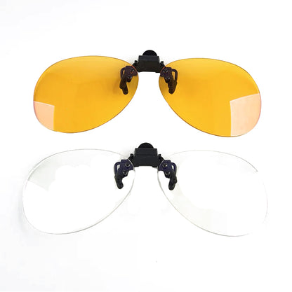 Clip per occhiali anti-luce blu + visione notturna | Forma da aviatore